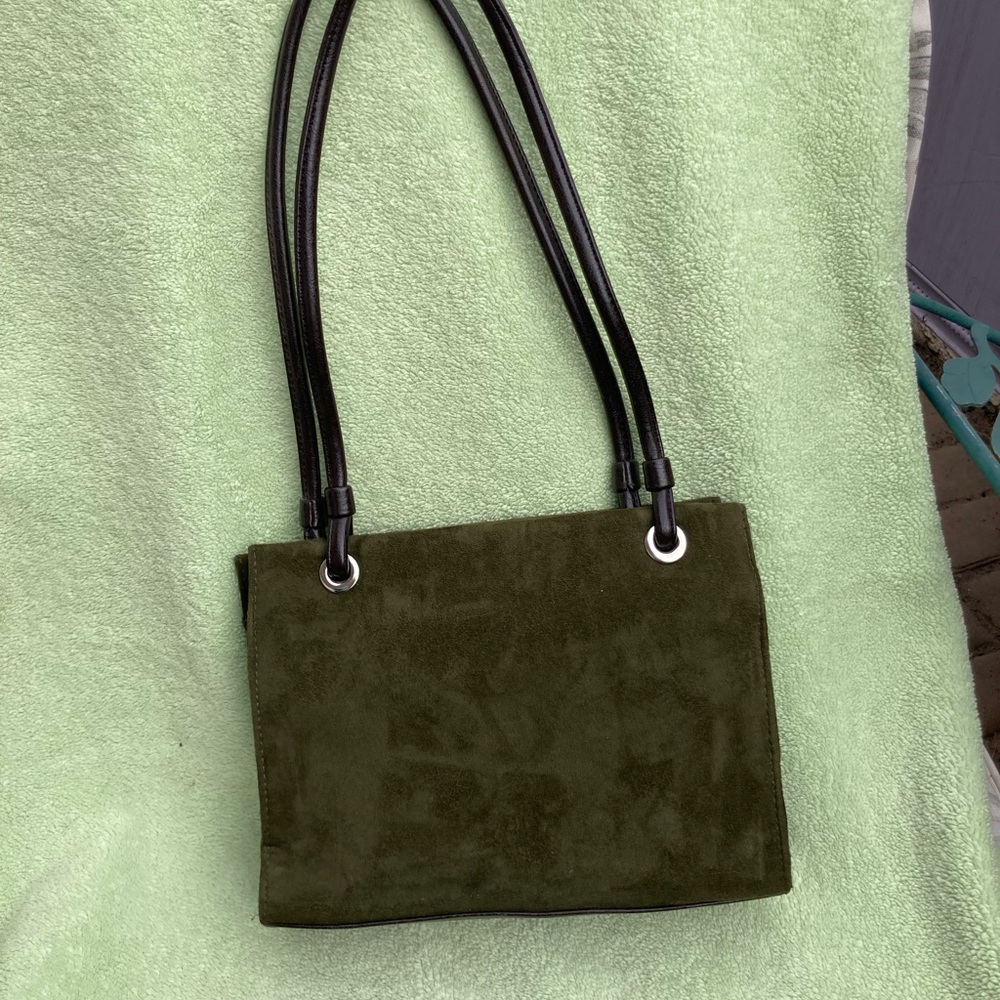 Olive green faux suede mini purse - Picture 8 of 9